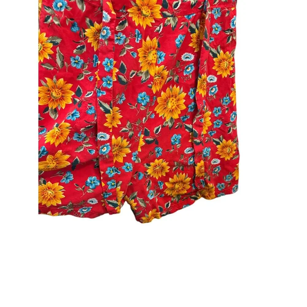 Rachel’s Kids Sleeveless Sunflowers Red Romper Size 14.5 Vintage 90’s